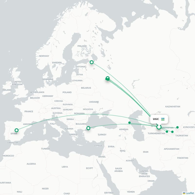 Route map Urgench  UGC 