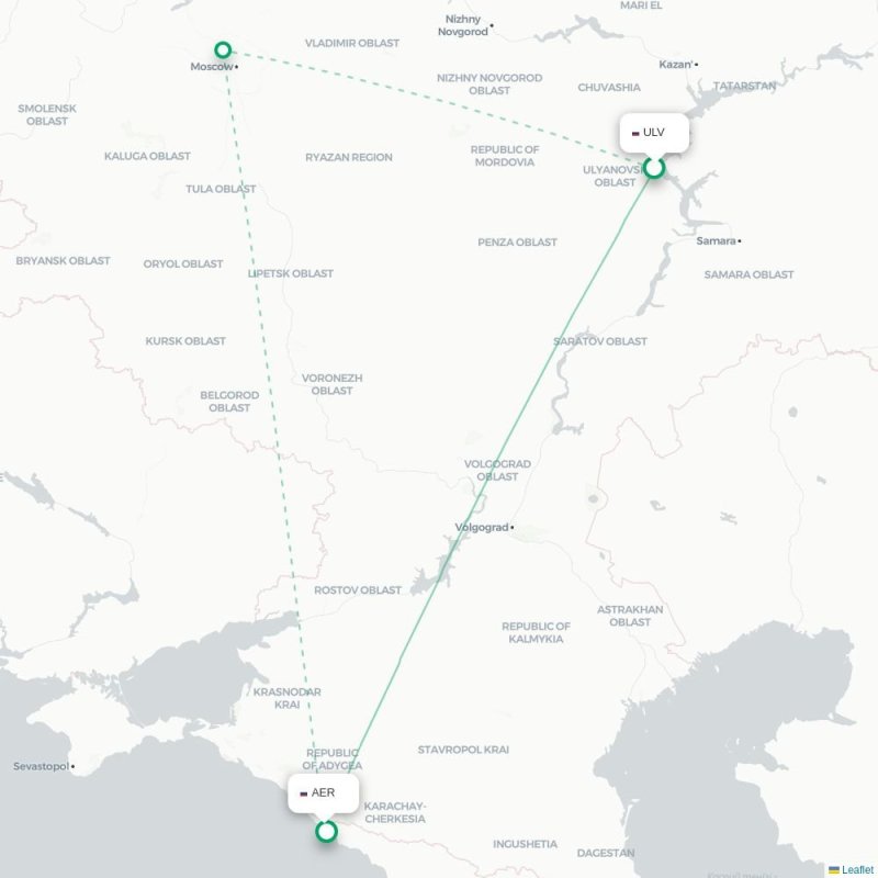 ULV - AER route map