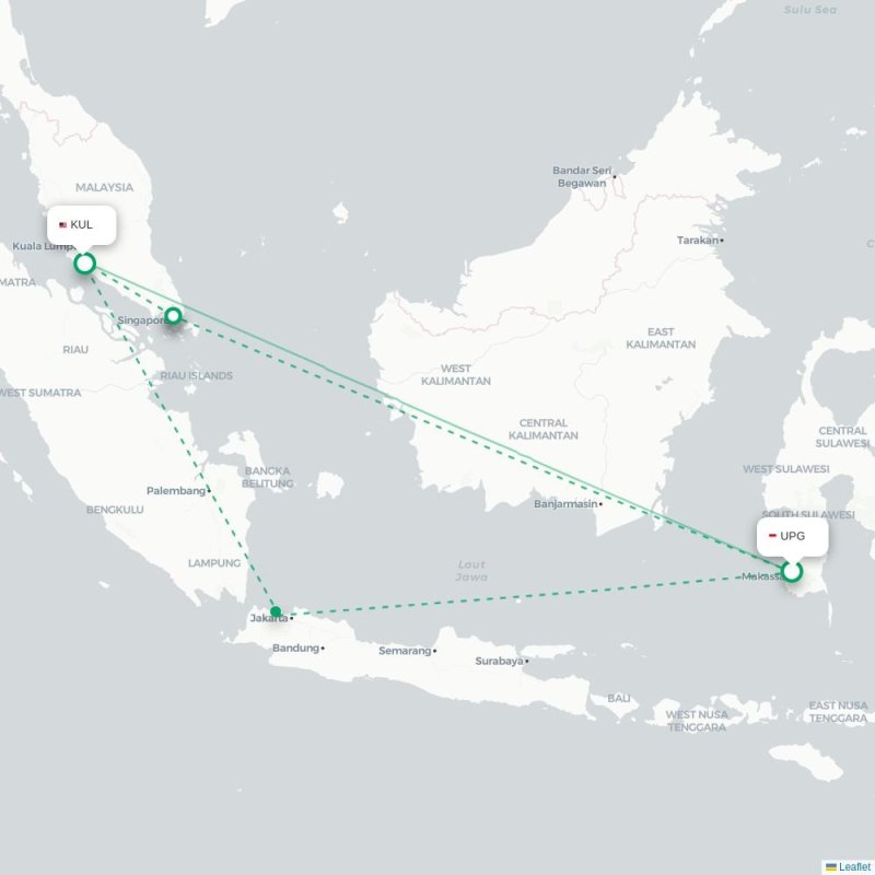 UPG - KUL route map