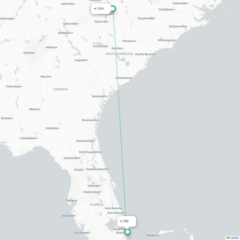 USA - PBI route map