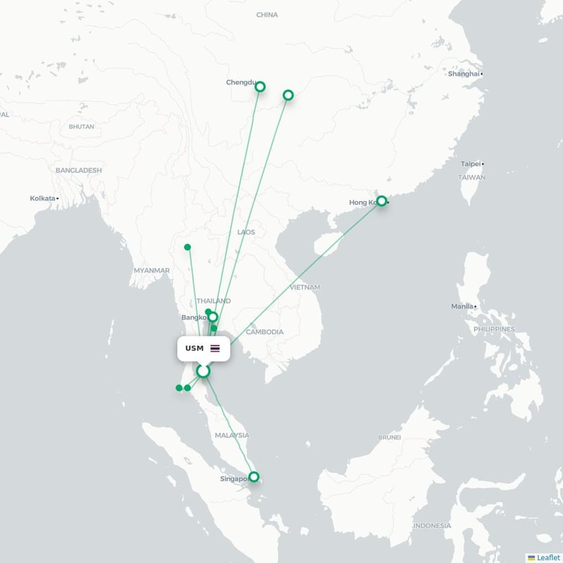 Route map Ko Samui  USM airport