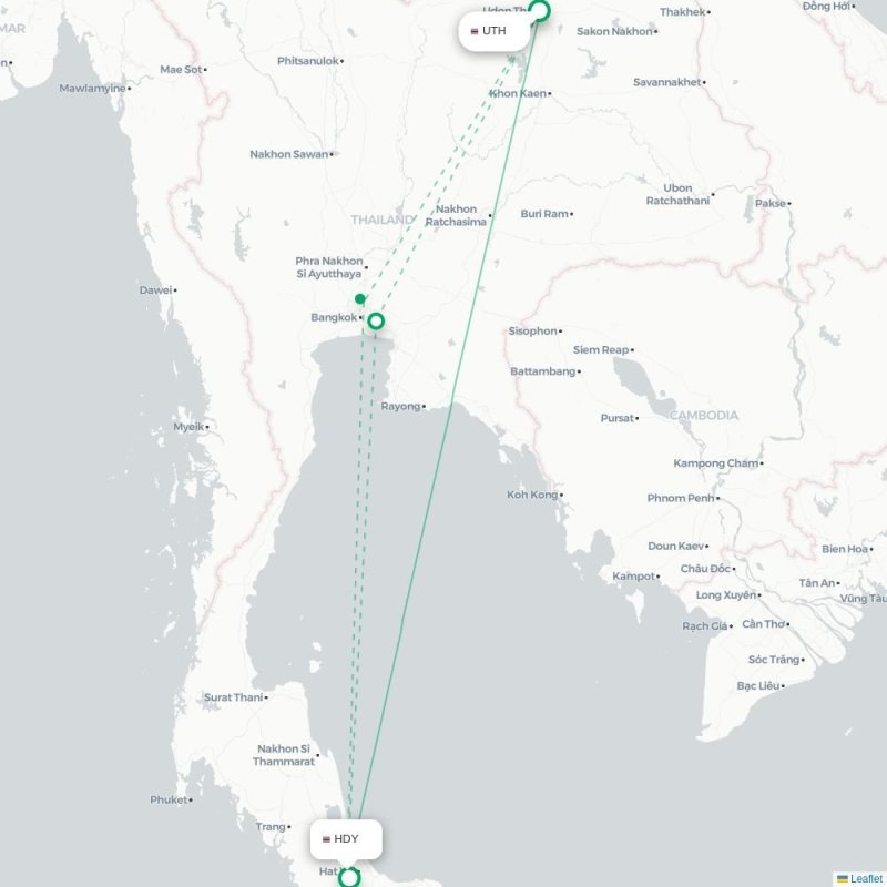 UTH - HDY route map