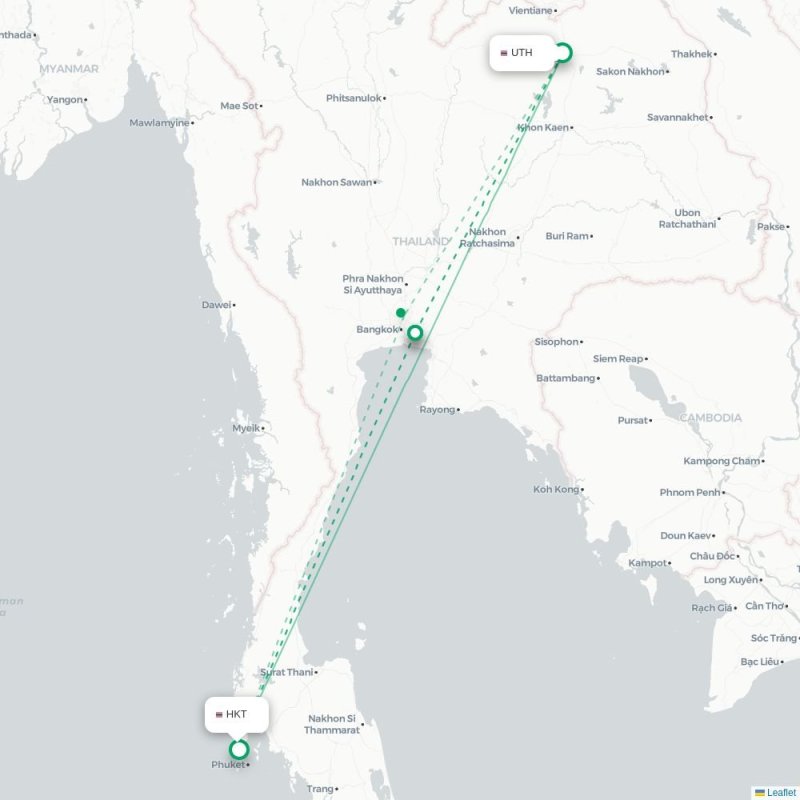UTH - HKT route map