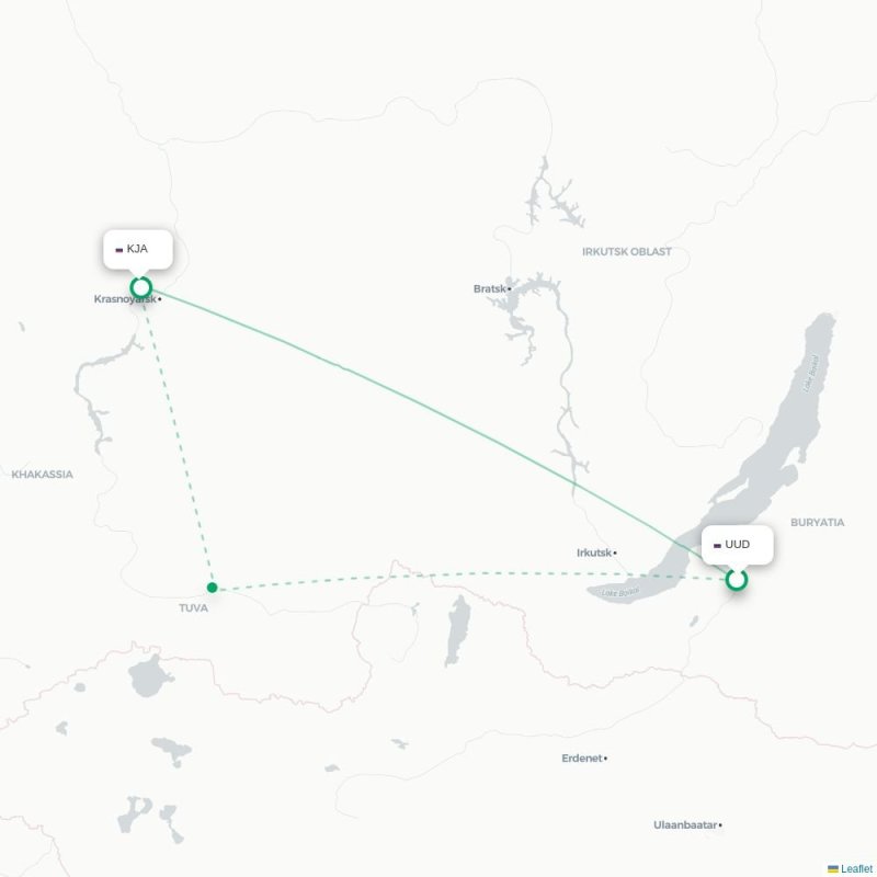 UUD - KJA route map