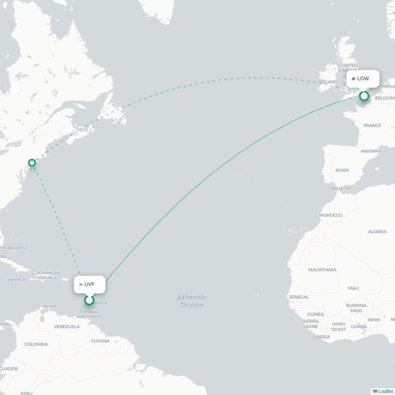 UVF - LGW route map
