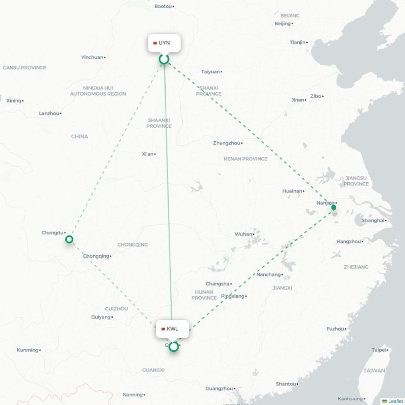 UYN - KWL route map