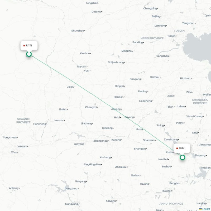 UYN - XUZ route map