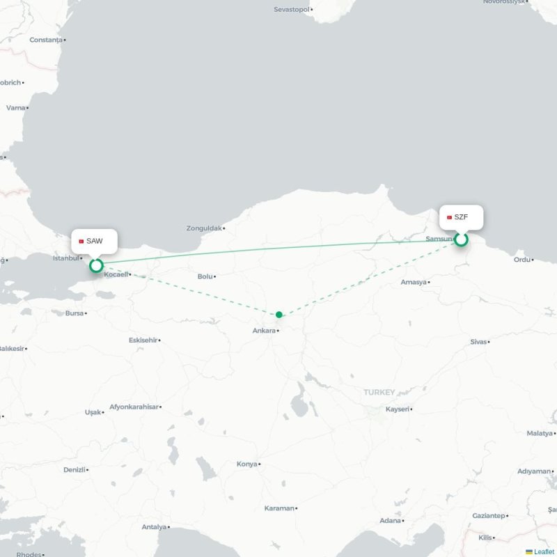 VAN - SAW route map