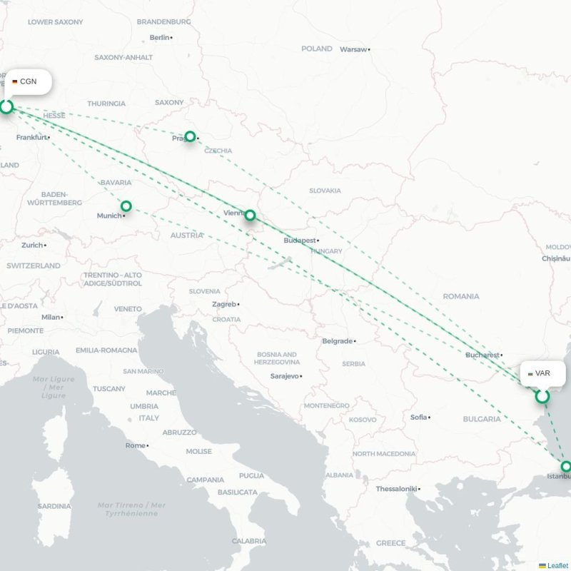 VAR - CGN route map