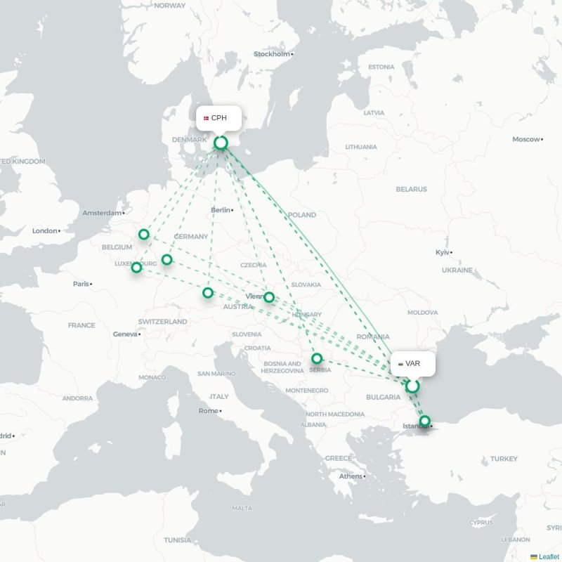 VAR - CPH route map