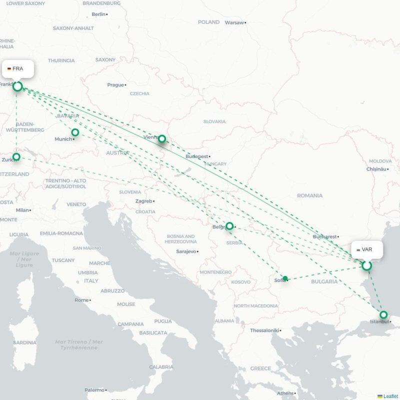 VAR - FRA route map