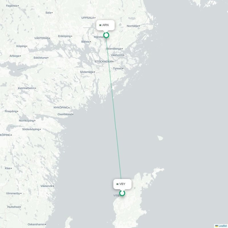 VBY - ARN route map