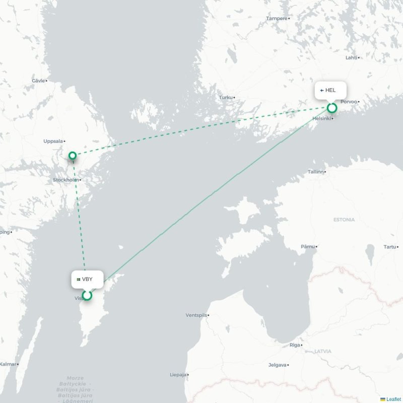 VBY - HEL route map