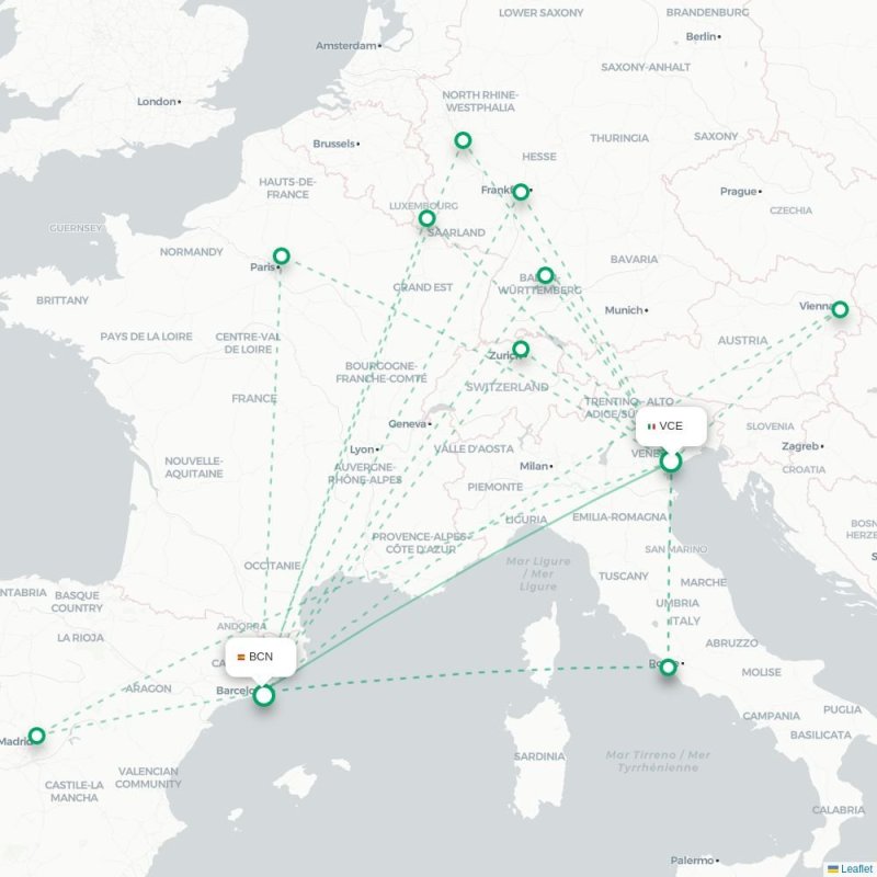 VCE - BCN route map