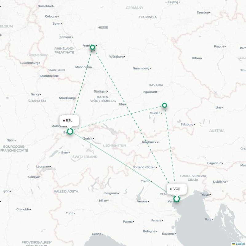 VCE - BSL route map