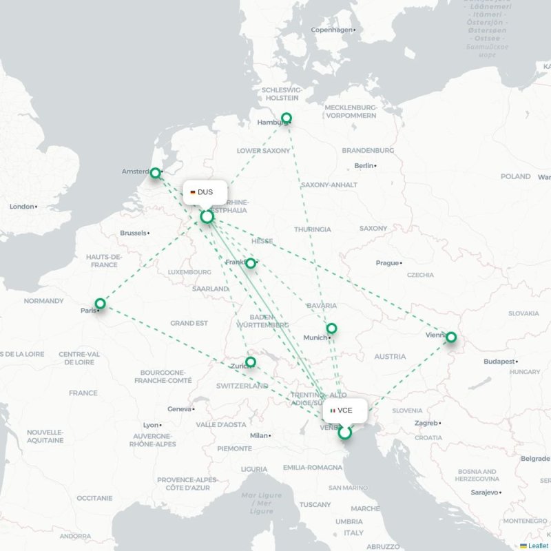 VCE - DUS route map