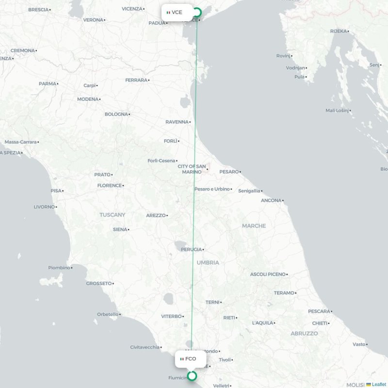 VCE - FCO route map