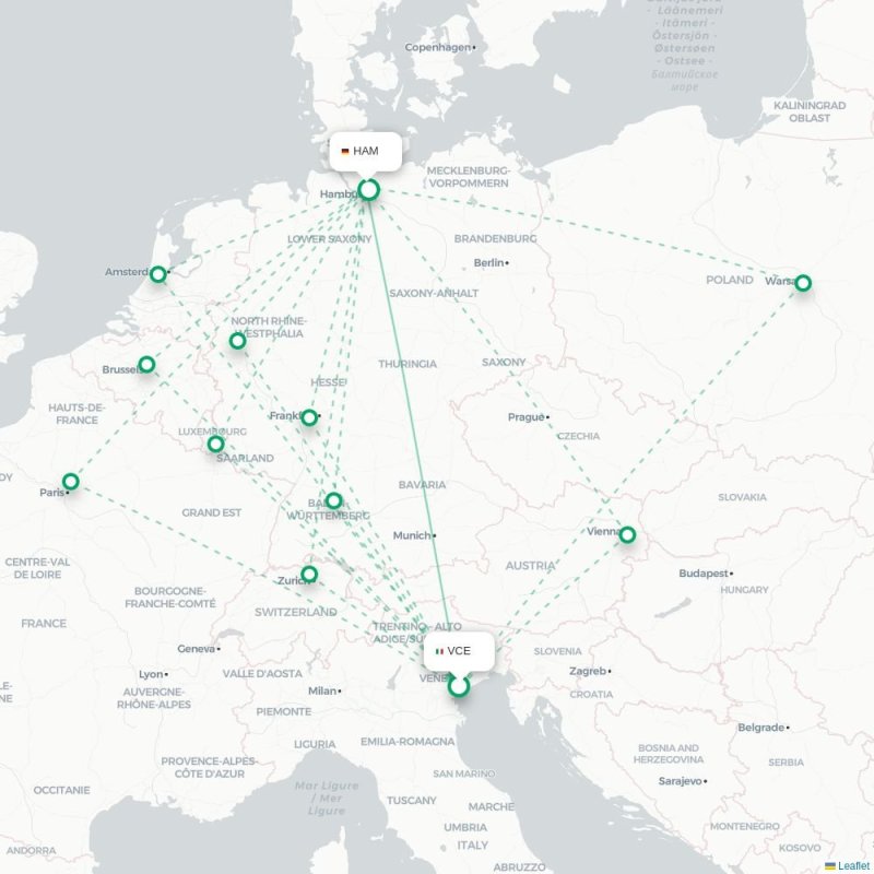 VCE - HAM route map