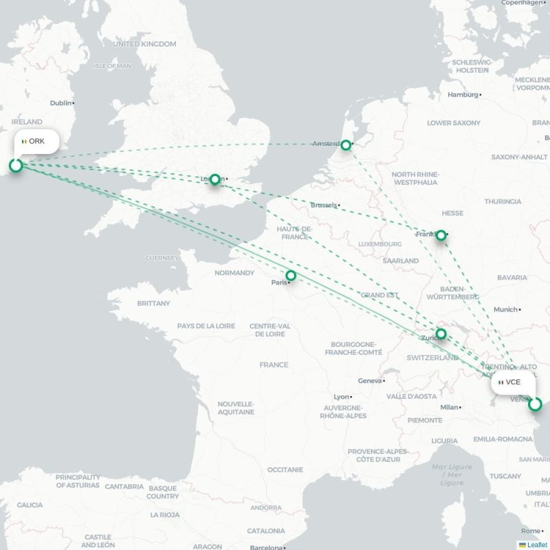 VCE - ORK route map