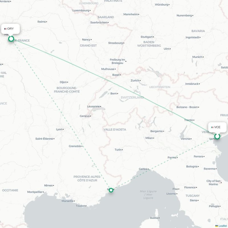 VCE - ORY route map