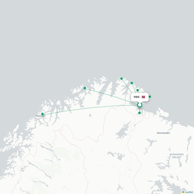 Route map Vadso  VDS airport