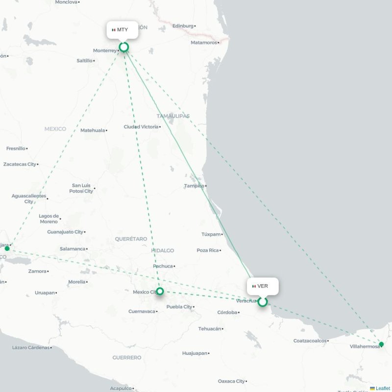 VER - MTY route map