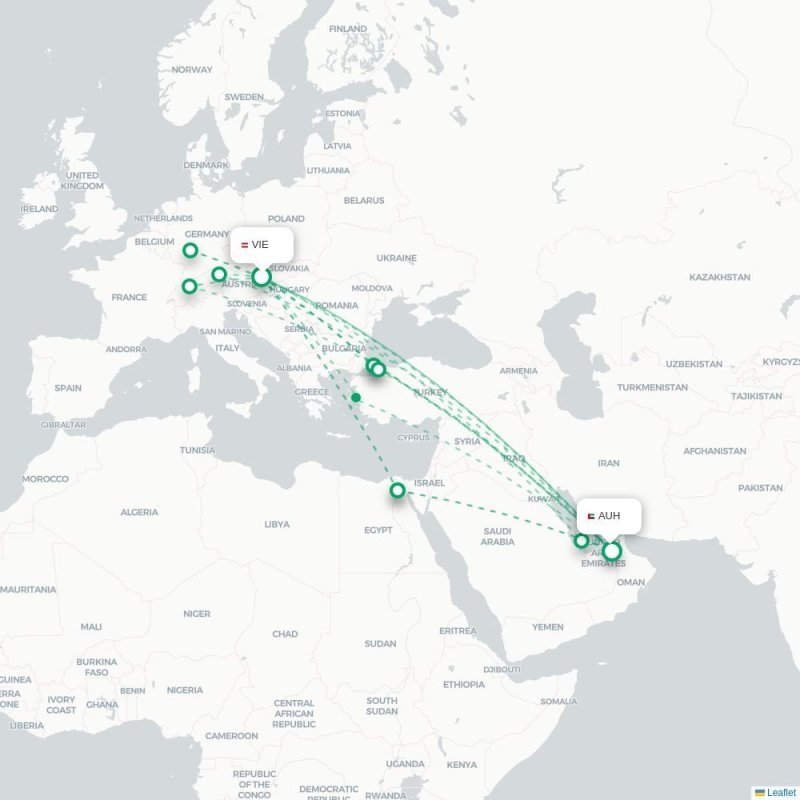 VIE - AUH route map
