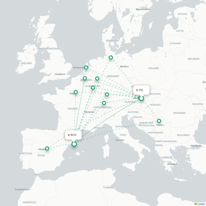 VIE - BCN route map