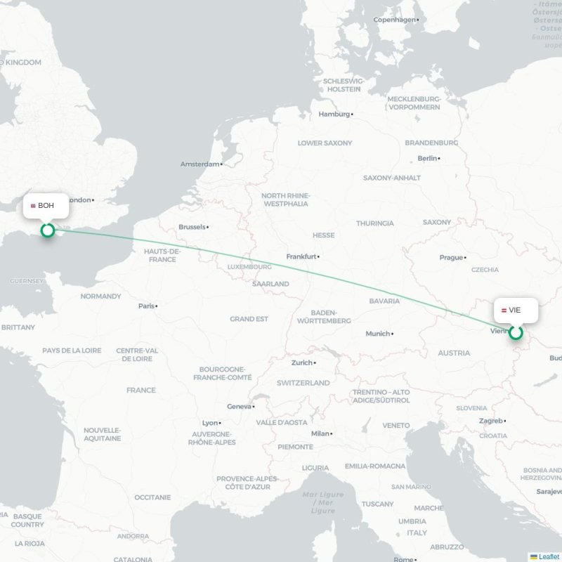 VIE - BOH route map