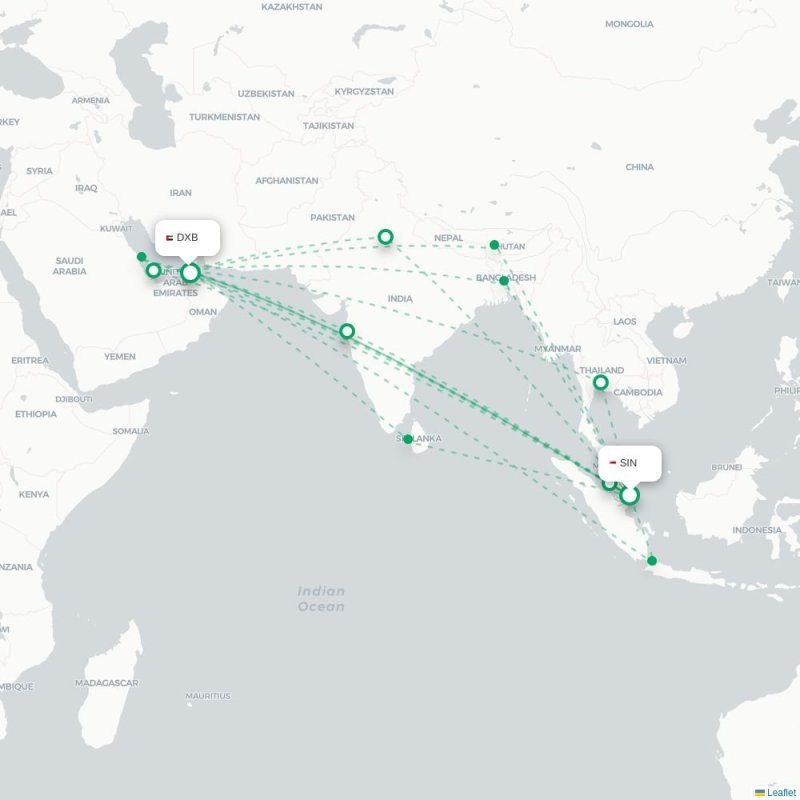 VIE - DXB route map