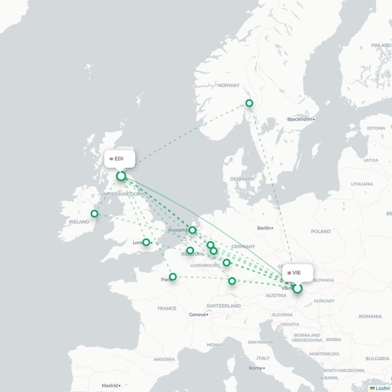 VIE - EDI route map