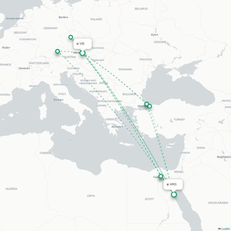 VIE - HRG route map