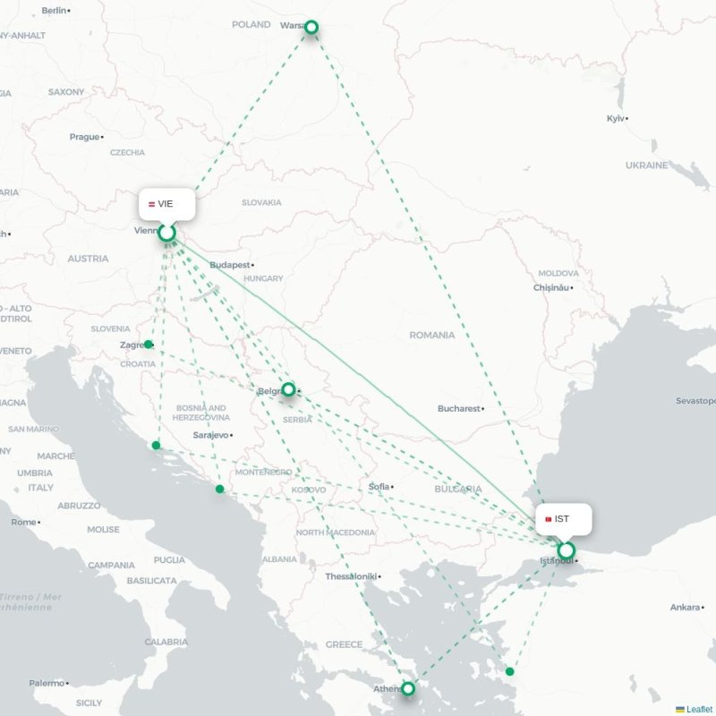 VIE - IST route map