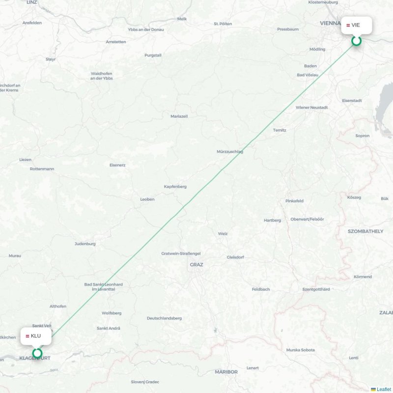 VIE - KLU route map