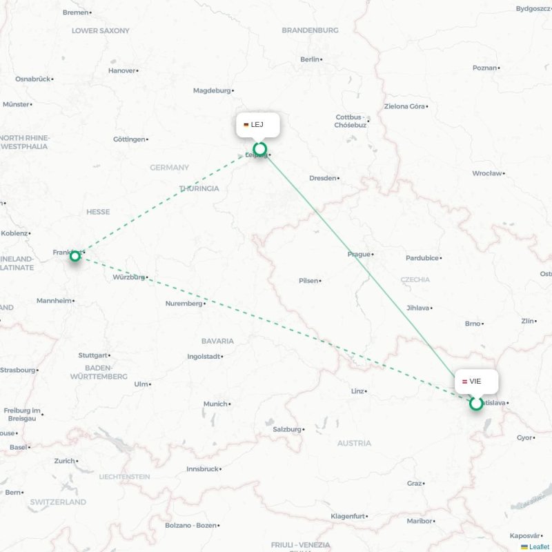 VIE - LEJ route map