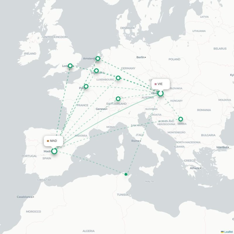 VIE - MAD route map