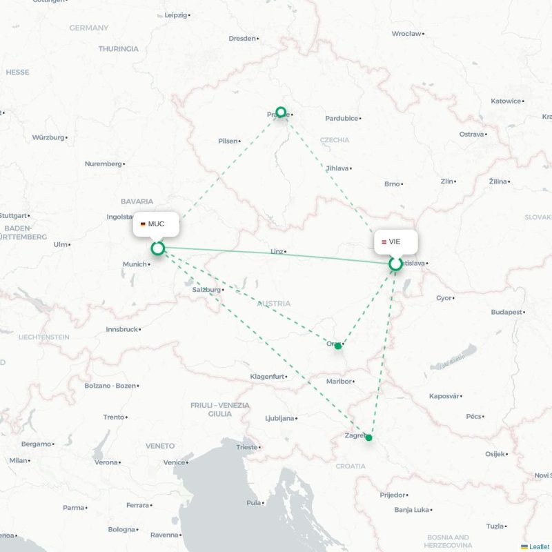 VIE - MUC route map