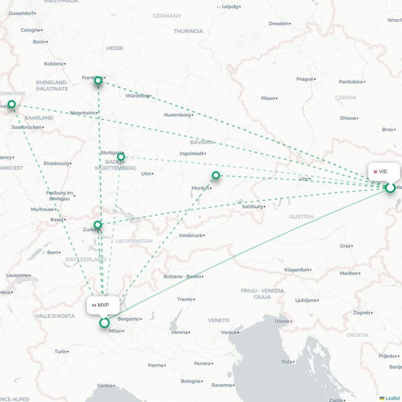VIE - MXP route map