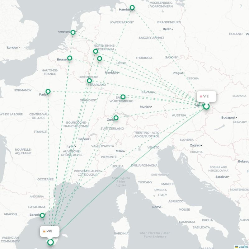 VIE - PMI route map