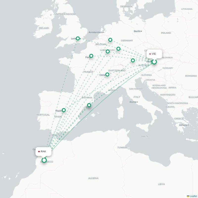 VIE - RAK route map