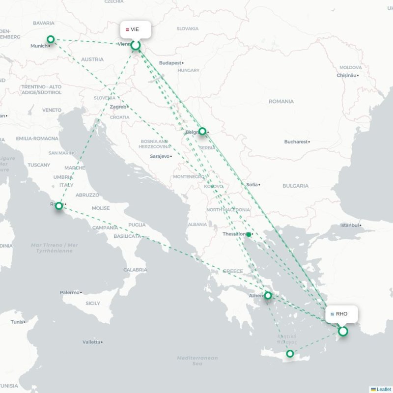 VIE - RHO route map