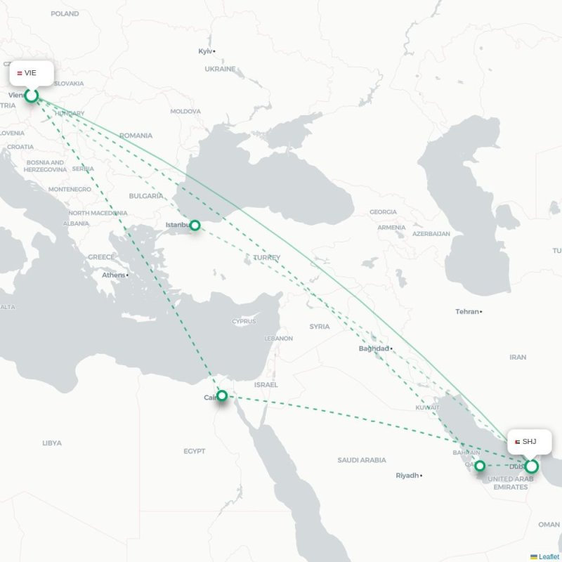 VIE - SHJ route map