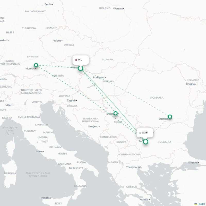 VIE - SOF route map