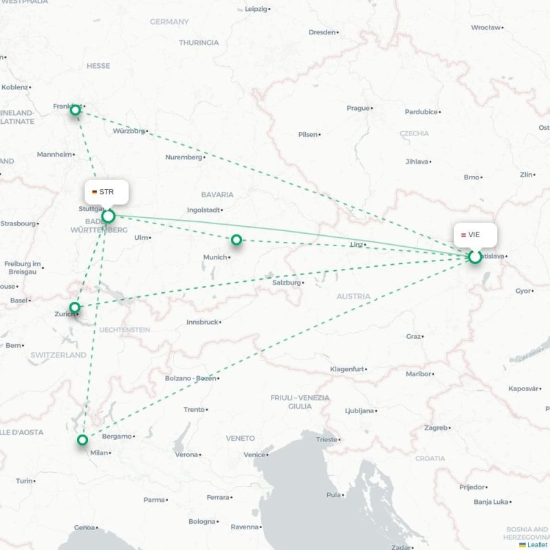 VIE - STR route map
