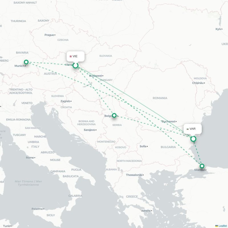 VIE - VAR route map