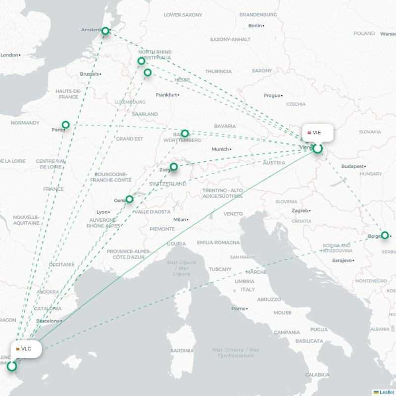 VIE - VLC route map