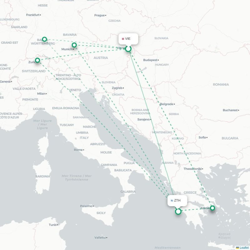 VIE - ZTH route map