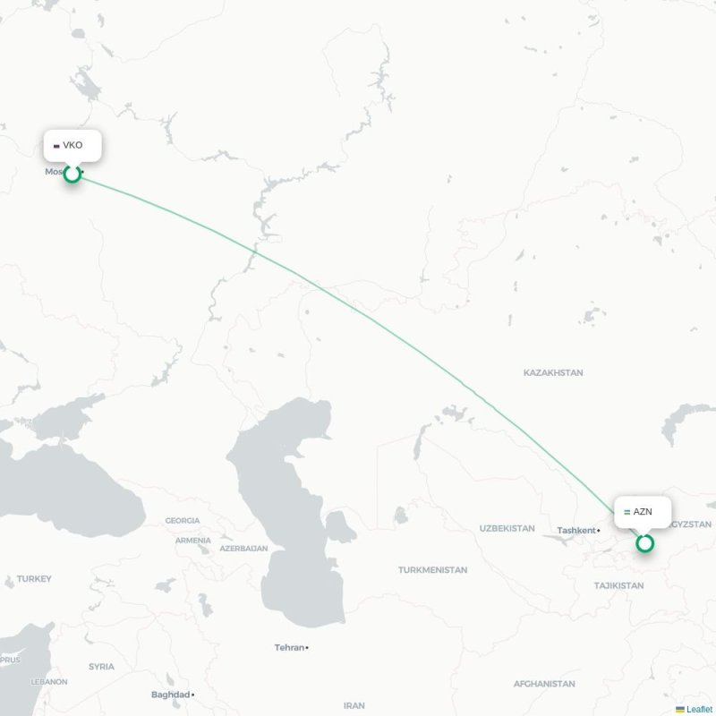 VKO - AZN route map