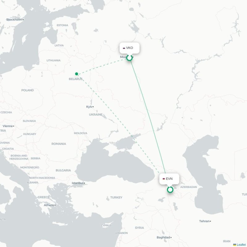 VKO - EVN route map