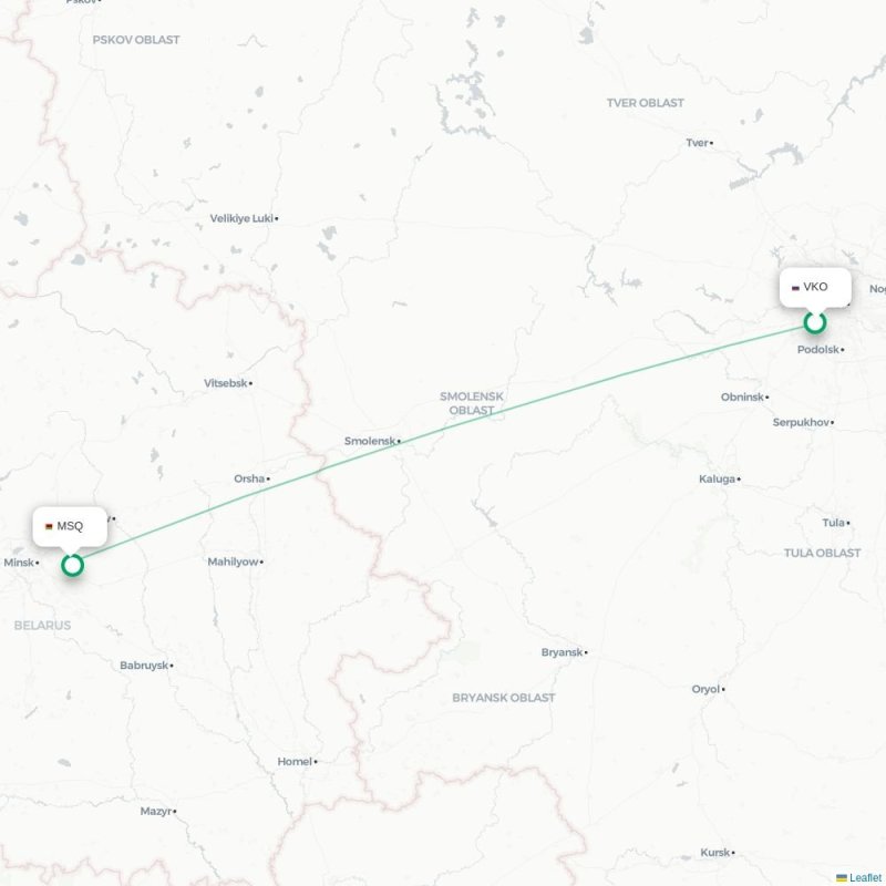 VKO - MSQ route map
